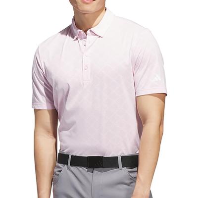 Adidas Golf Herren Saisonales Jacquard Kurzarm Button-Down Hemd in Clear Pink/Weiß