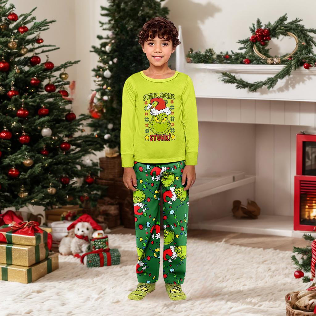 Ebeveyn-Çocuk Noel Baskılı Ev Takımı Uzun Kollu Üst Ve Pantolon