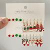 2026 Fashion Christmas Accessories 5 Pairs of Card Earrings 2025 Oil Dripping Red and Green Christmas Tree Snowman Earrings Wholesale