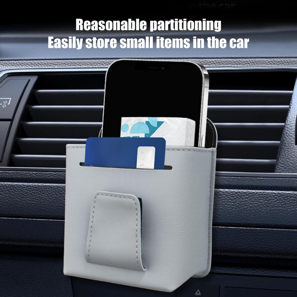 Car Air outlet storage bag  Hanging Mobile phone storage bag Card holder Sunglass Organizer Car Outlet Air Vent Trash Box