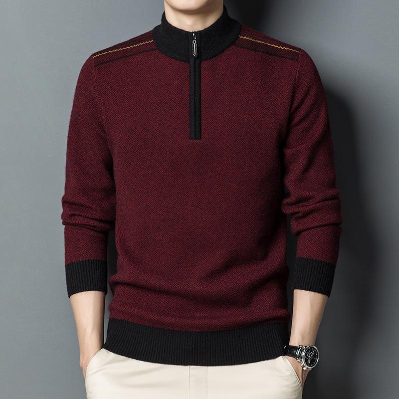 

Thickened Men s Half-High Collar Sweater - Winter Fashion Casual Knit Base Layer T-shirt M/165