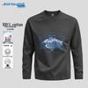 Jeanswest Men's American Style Heavyweight Pure Cotton Long Sleeve T-Shirt