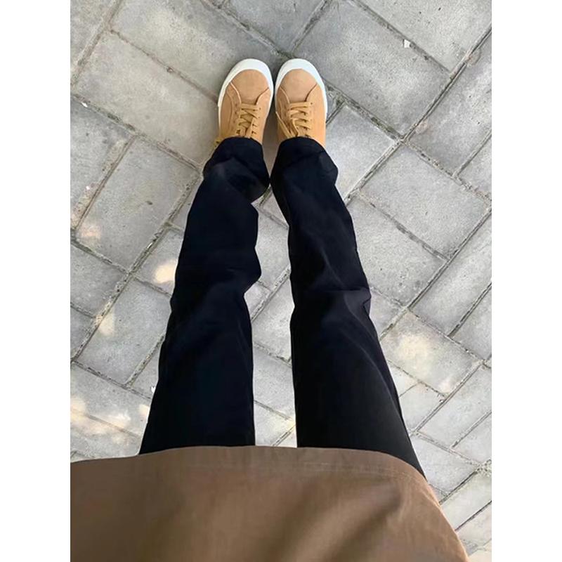 

Мужские брюки, мужские осенне-зимние ленивые и расслабленные, джинсы цвета сигаретного пепла с бархатным прямым кроем, не облегающие, слегка расклешенные 3XL чёрный