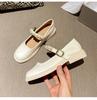 Fashion 2025 Girls Lolita Shoes Cosplay JK Uniform Footwear Woman Pearl Leather Belt Strap Flats Loafers Femme Mary Jeans Ballets Shoes