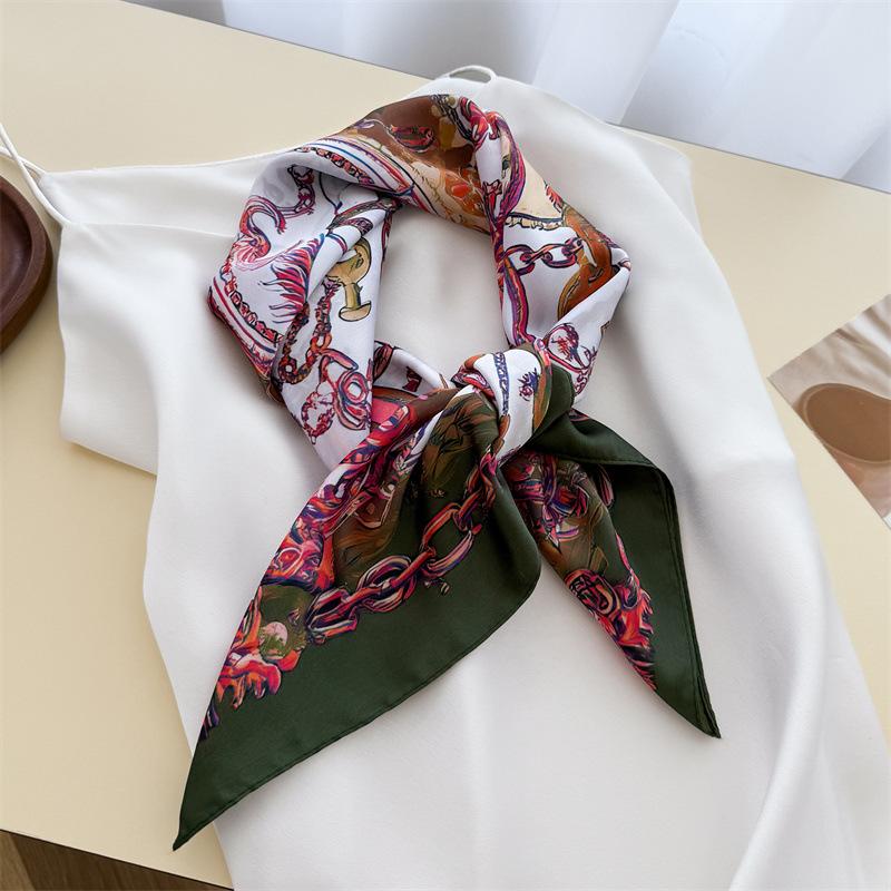 Print Scarf Luxury Hijab Bandana Handkerchief Silk Scarves Woman Headscarf Square Elegant Soft Lightweight Stylish Versatile