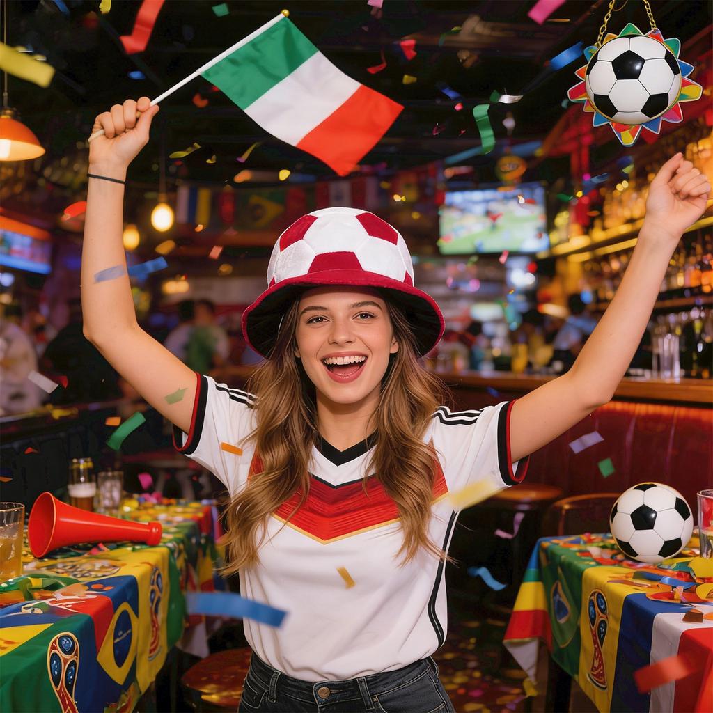 Plush Soccer Ball Themed Hat Soft Fabric Novelty Cap for Parties Events Festivals and Costume Accessories