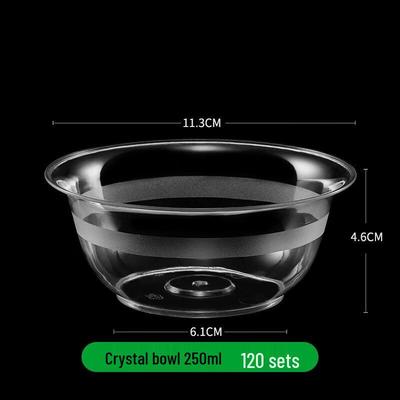 Einweg Schüssel aus mattem Kristall-Kunststoff mit Besteckset