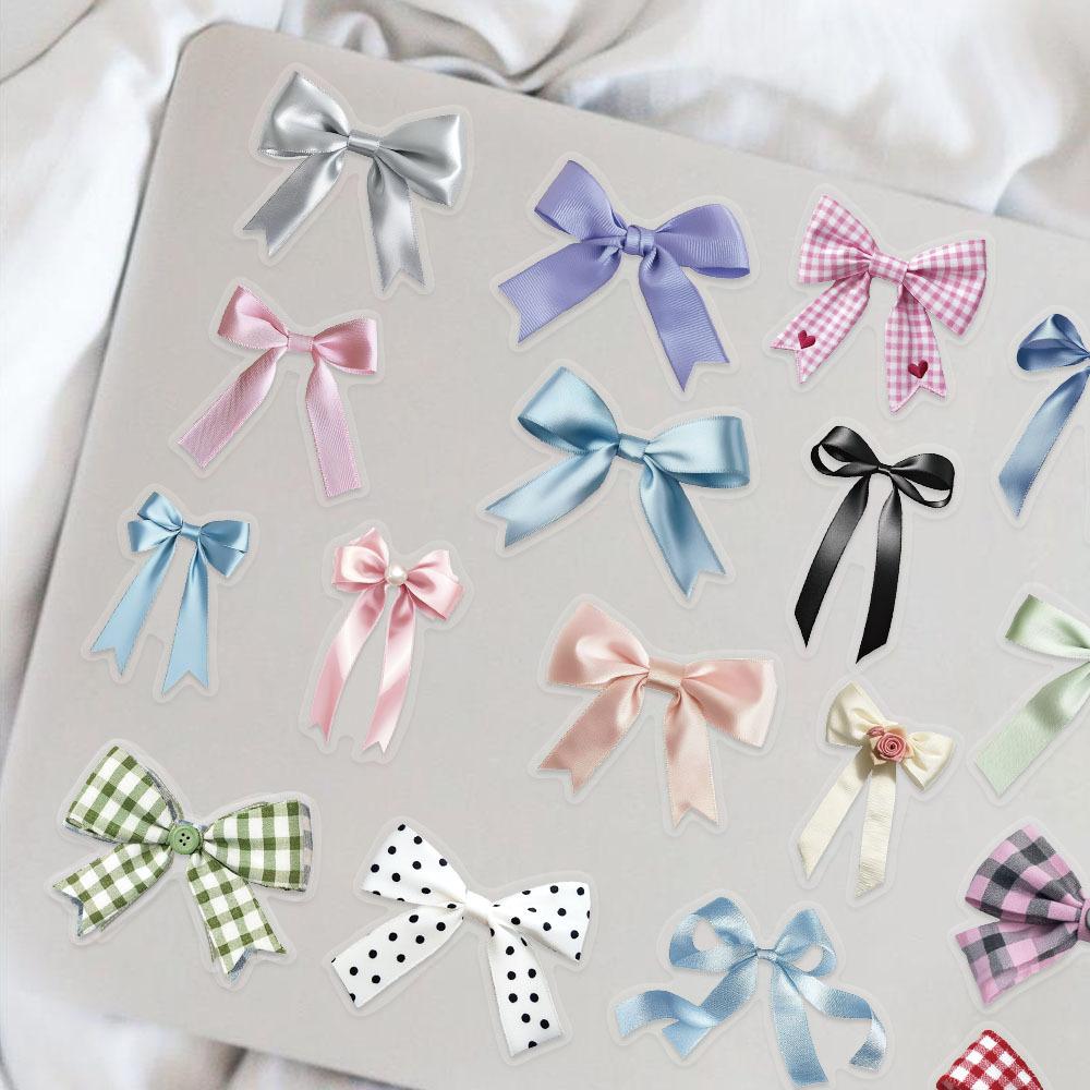 50 Gjennomsiktige Fargede Sløyfe Klistremerker Pakke, Vanntett Gjennomsiktig PET Manuelt Materiale Dekorativ Gitar Notatbok