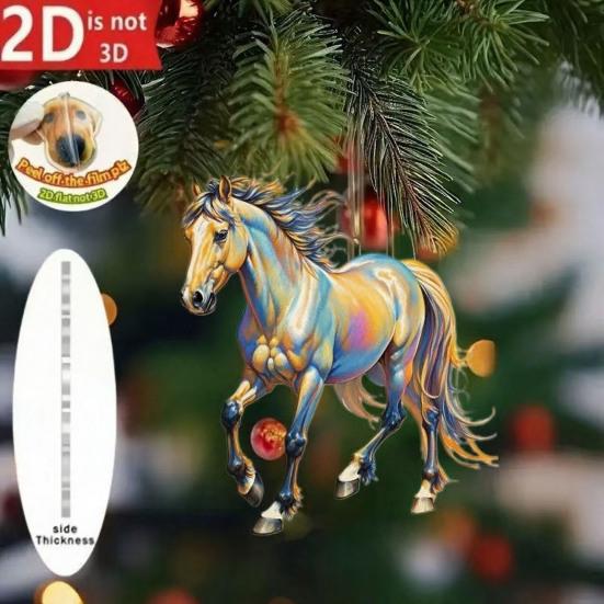 Car Rearview Mirror Charm with Pony Design Cute 2D Flat Acrylic Keychain for Bag And Keys Horse Lover Gift for Girls And Equestrian Fans