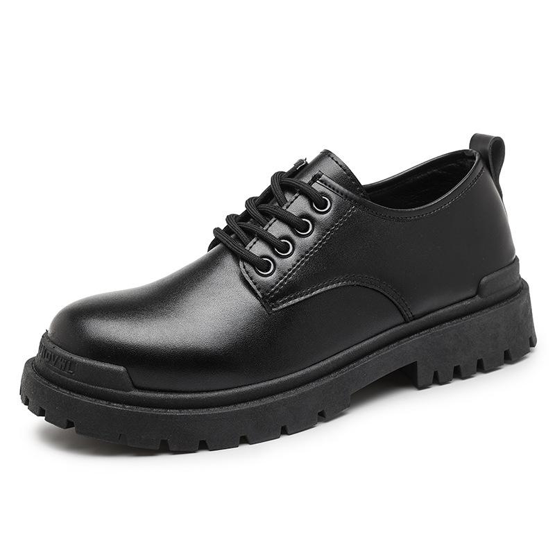 

Осень 2024 г. Мужские модные черные кожаные низкие повседневные туфли на шнуровке для отдыха на открытом воздухе с толстой подошвой 40