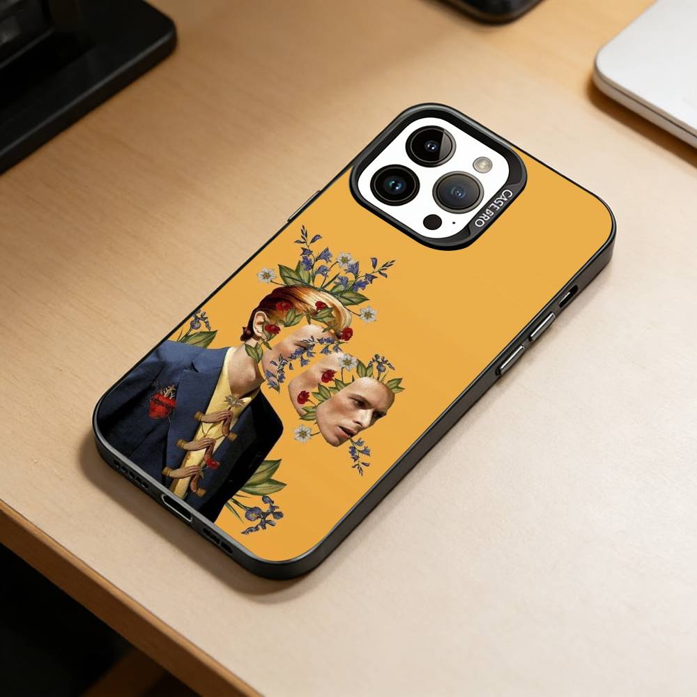 D-David-Singer B-Bowies   Phone Case For iPhone 17,16,15,14,13,12,11 Plus,Pro Max,XS,Colored Silver Plated Inside Cover