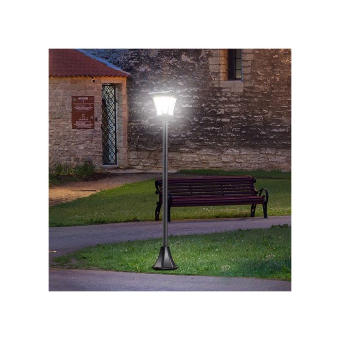 Lanterne De Jardin - MUVOE - Lampadaire Solaire - 40 Lumens - Noir - 18 X 18 X 160 Cm