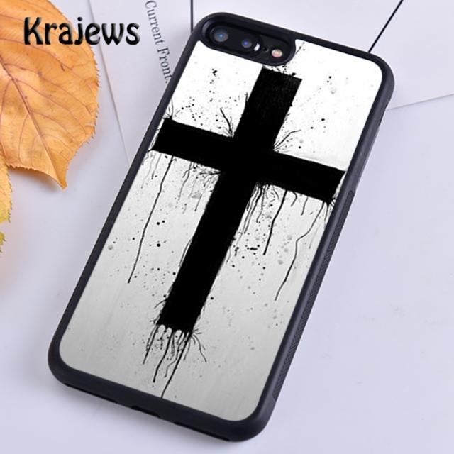Krajews Christian Jesus The Cross Black Plastic Phone Case For iPhone 17 Air 16 15 14 Plus 11 12 13 Pro Max Coque Fundas
