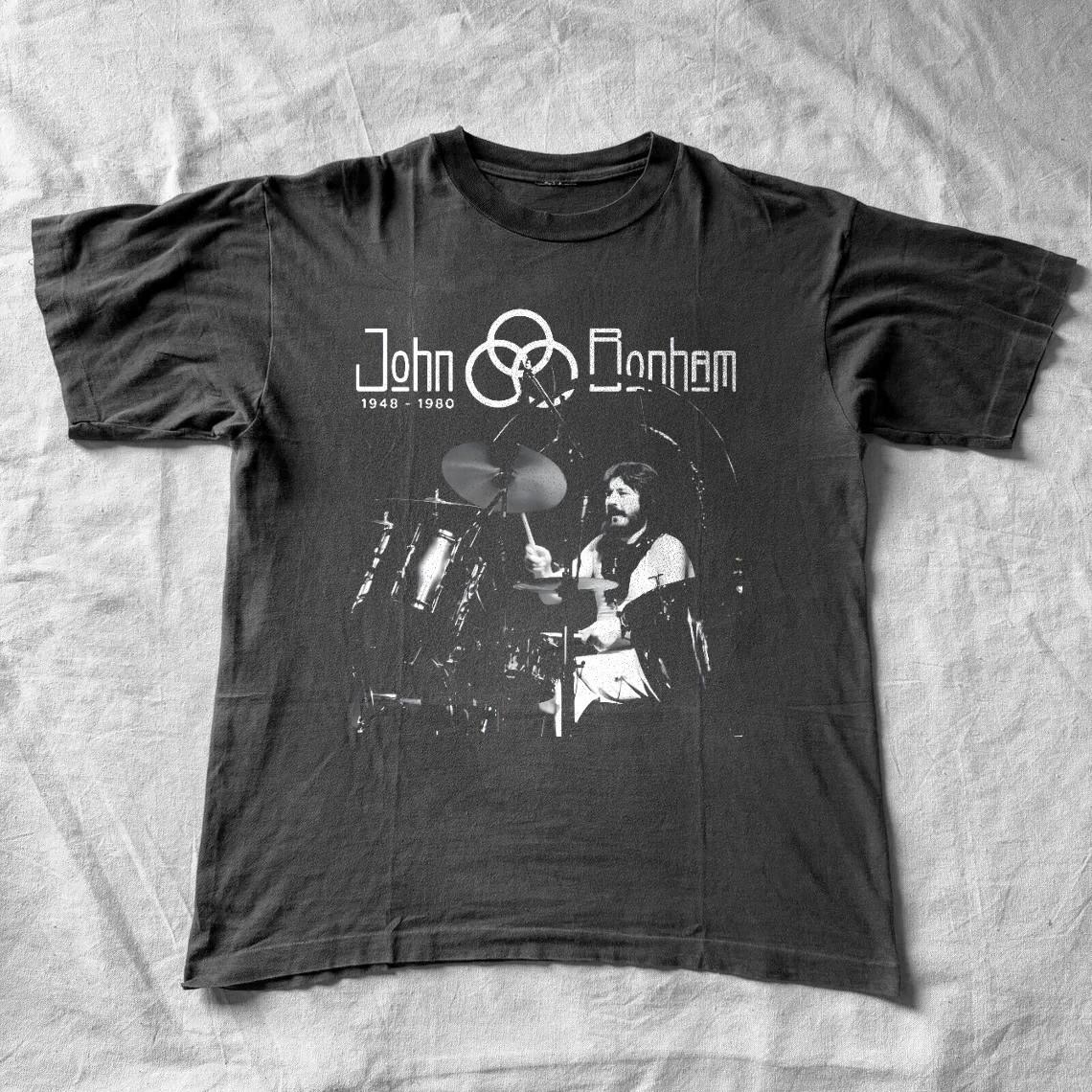John Bonham Drummer Legend Black Retro Unisex T-Shirt Size S-5XL L