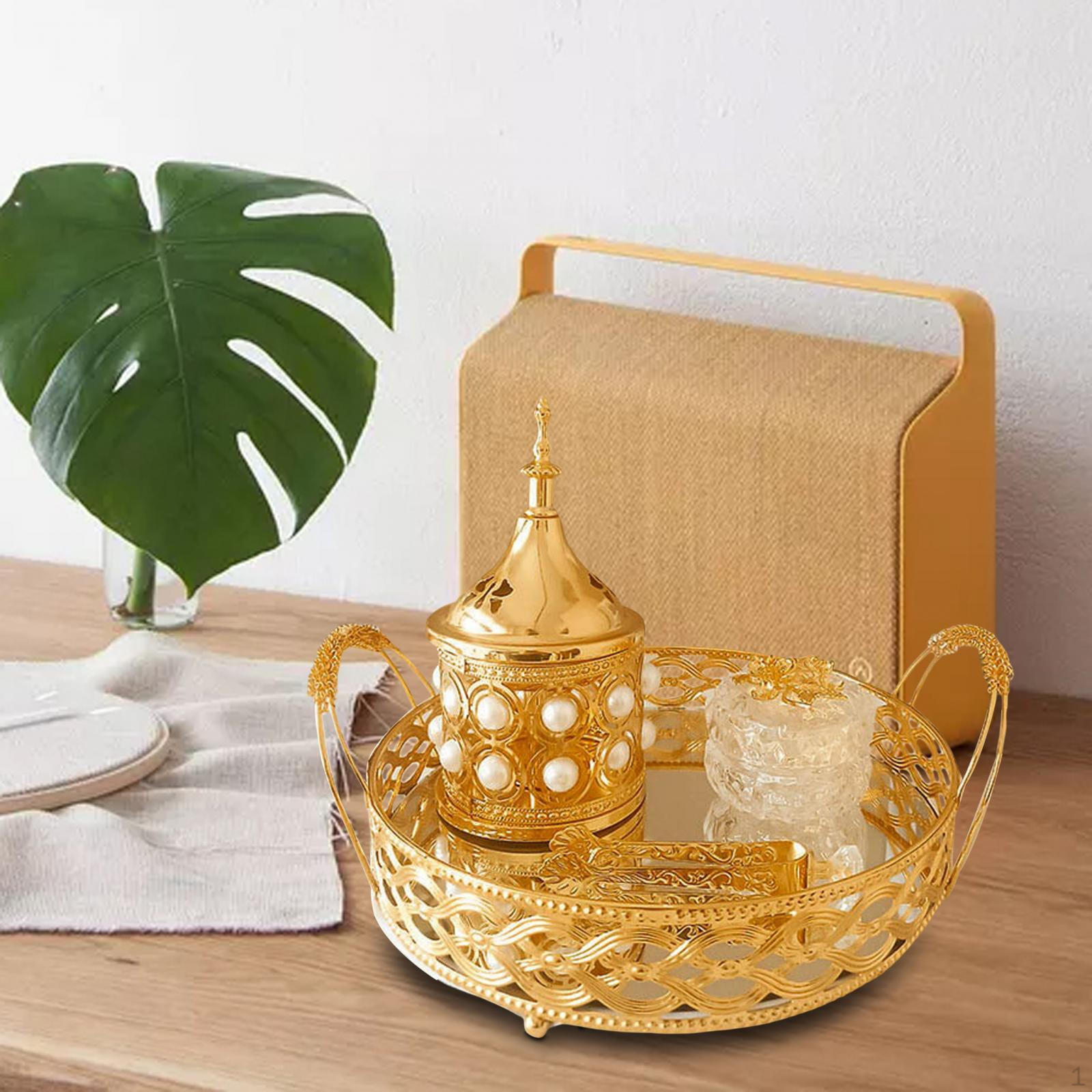 

Arab Censer Arabian Incense Burner Set Decoration Pot with Mirrored Tray Diffuser Home Fragrance