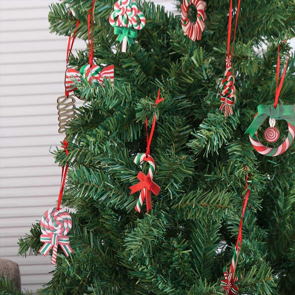 16Pcs Colorful Mini Christmas Candy Cane Ornaments Christmas Hanging Decorations  New Year Party