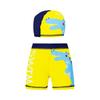 Kids Waterproof Swim Trunks with High Elasticity Four Corner Design and Matching Swim Cap Suitable for Summer Swimming Activities