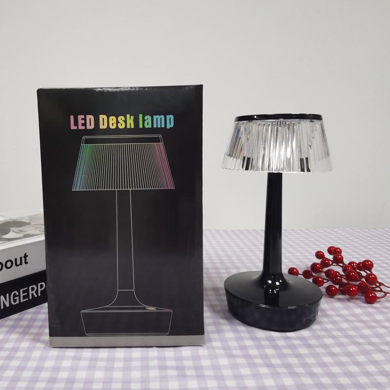 Modern Luxury Crystal Aurora Clear Dining Lamps Cordless Restaurant Table Lamp With Rechargeable Battery