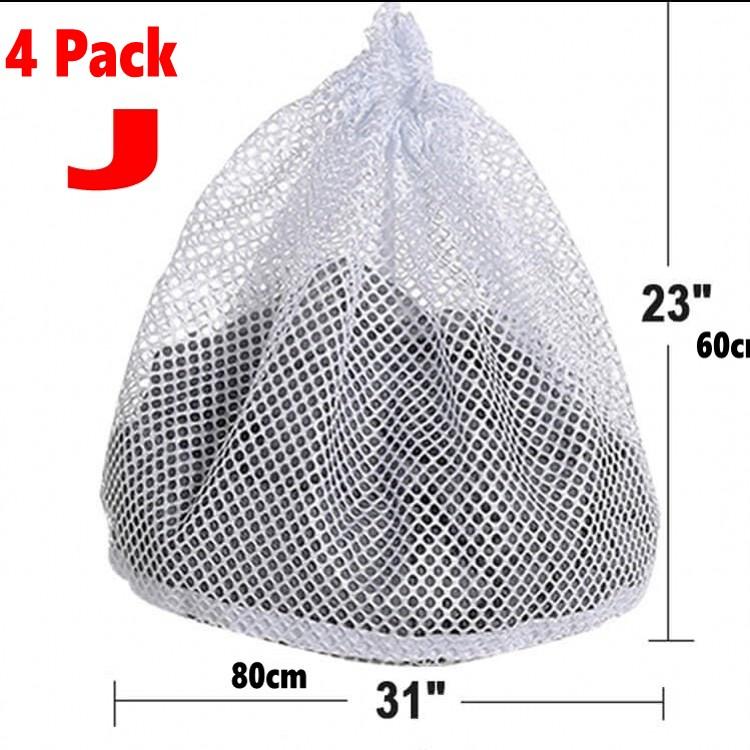 4 Pack Mesh Laundry Bag - Machine Washable Drawstring Design Travel Wash Bag for Blouses, Hosiery, Stockings, and Underwear