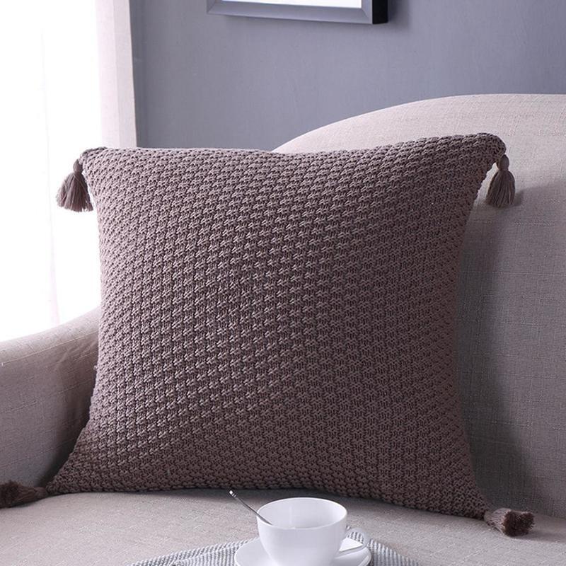 45*45CM Textile Solid Color Knitted Woven Bolster Pillowcase Square Pillow Cover Without Pillow