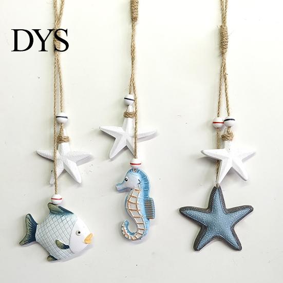 Nautical Wall Decor Wooden Starfish Hanging Decoration, Coastal Ornament, Ocean Boho Style Art Theme for Home Beach Lake House Sea Ornaments