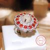 New Imitation Natural Opal Ring For Women  Silver Set Czech Diamond Orange Zircon Ring Party Wedding Jewelry Gift