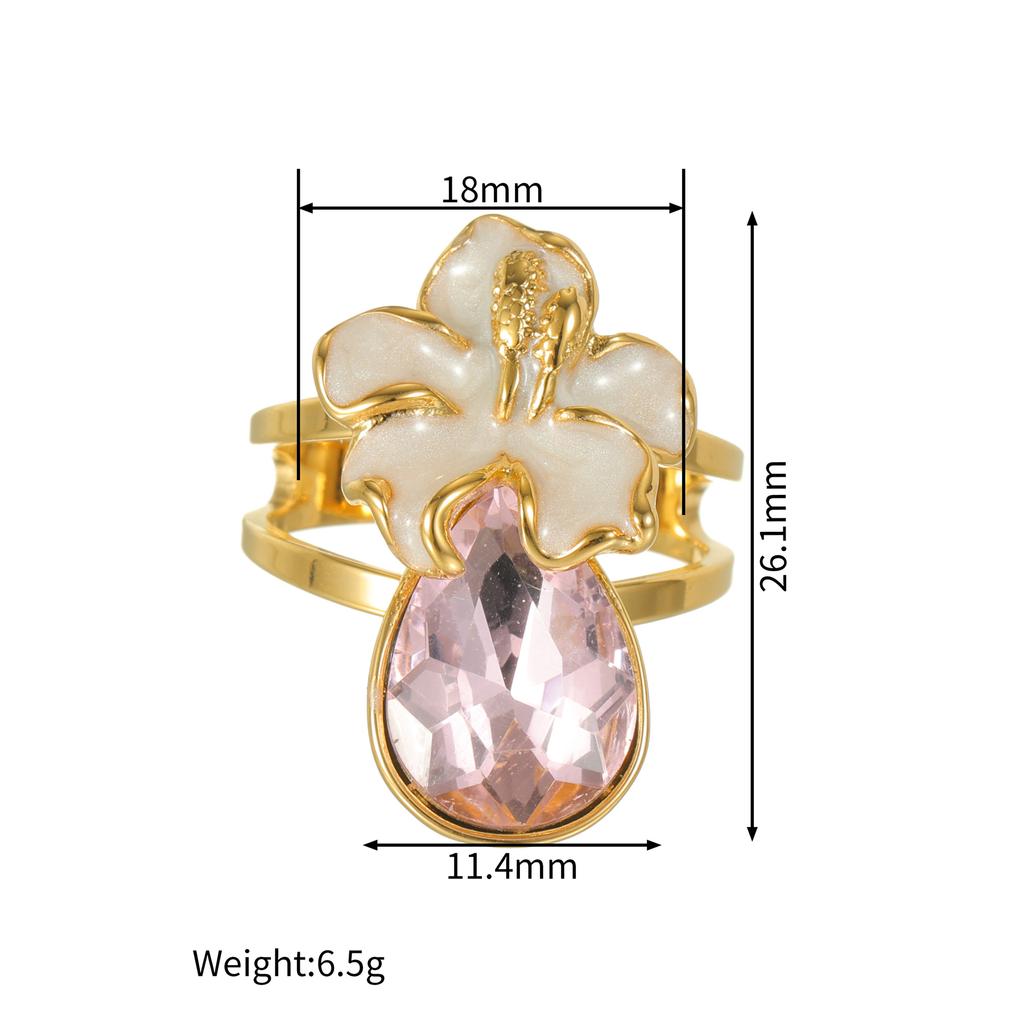 Edelstahl Vintage Zirkon Ringe für Frauen Verstellbar Retro Glänzender Stein Offener Ring Wasserdicht Weihnachts Schmuck Geschenk