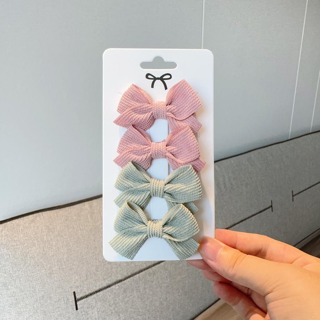 4Pcs Baby Bows Hair Clip For Kids Girls Solid Color Hairpins Barrettes Handmade Headwear Hair Accessories 2.1Inches