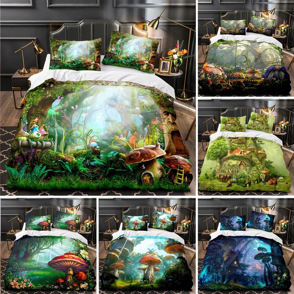 Fairy Forest Magic Lilliputian Comfortable Duvet Quilt Cover Pillowcase Bedding Set Children Bedroom Decoration Home Textile
