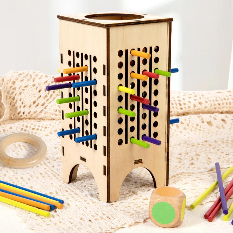 

Children S Wooden Three-In-One Stick Game Baby Early Education Wooden Stick Color Classification Pitching Puzzle Toy