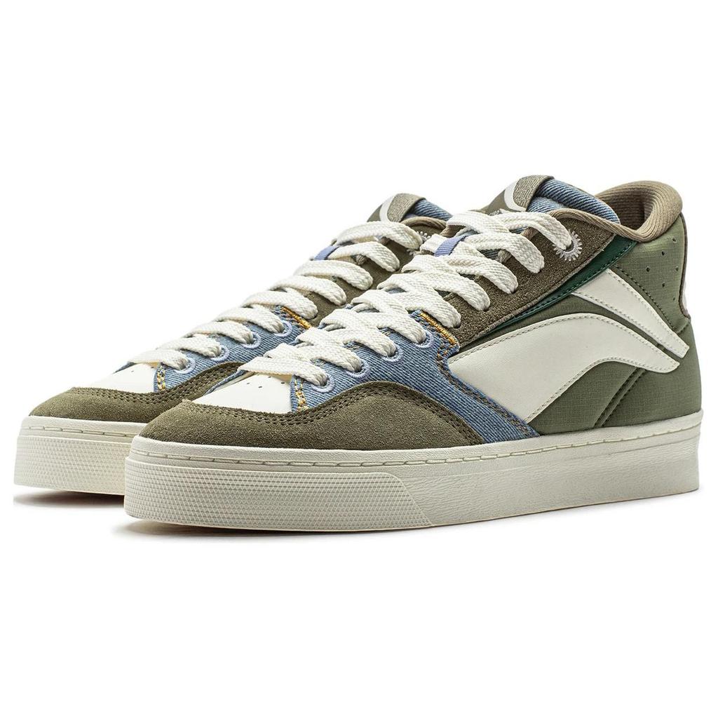 Li Ning We Wu Non-Slip Shock Absorbing Mid-Top Skate Shoes Men Skate Shoes Green Gray AECU007-2
