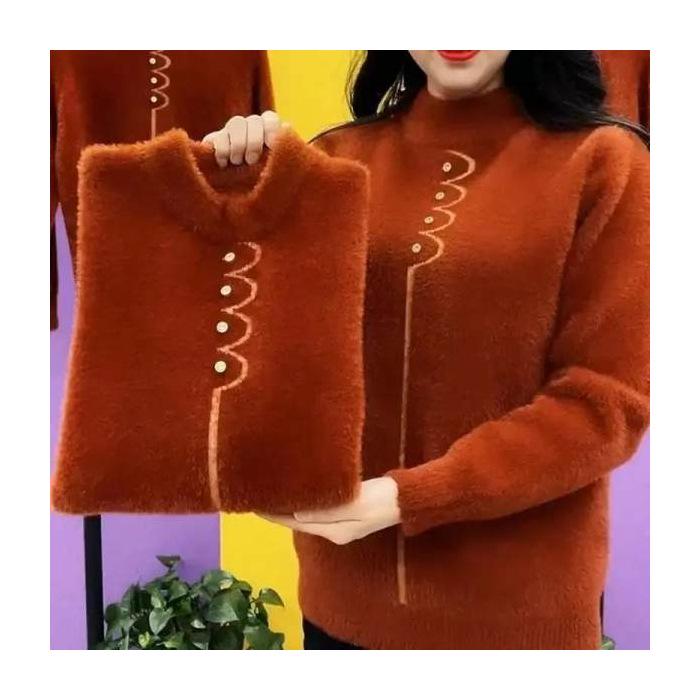 Double-Sided Fleece-Lined Semi-High Collar Slimming Shirt for Women (Spring 2024)