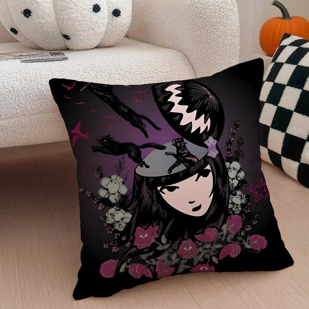 Mysterious Cool Comic EEmily The Strange Cushion Cover Throw Pillow Cover Hidden Button Durable Polyester Chair Cushion