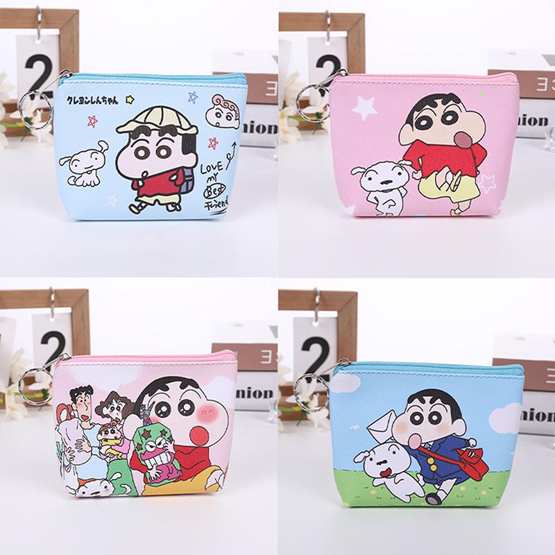 Crayon Shinchan Coin Purse Cute Anime Student Wallet Cartoon Travel Wallet Keychain Key Charger Storage Bag Gift