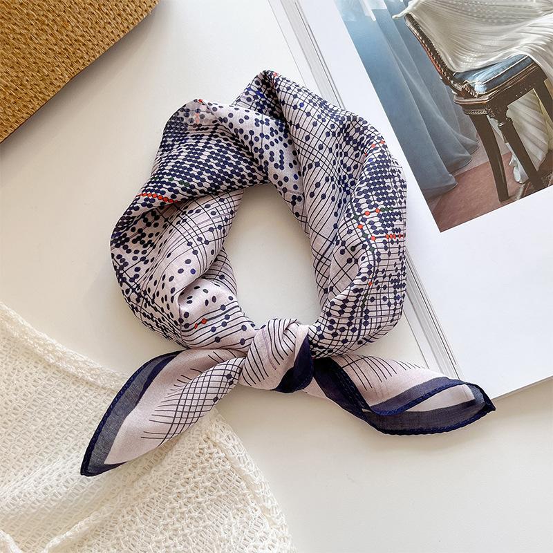 Silk Silk Cotton Square Scarf Women's Versatile Design Mulberry Silk Cotton Silk Scarf Fashion Summer Thin Silk Scarf Headscarf