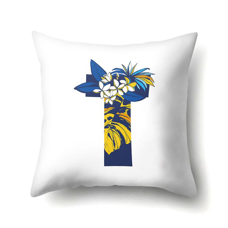 Polyester Pillowcase Tropical Plant Parrot Bird 26 English Letters Home Cushion Cover Bedside Cushion Cover