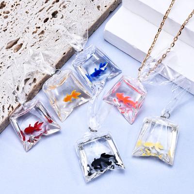 6pcs Creative Mini Practical Transparent Resin Fish-shaped Bag Pendant Handcrafted DIY Accessories For Bags And Keychains