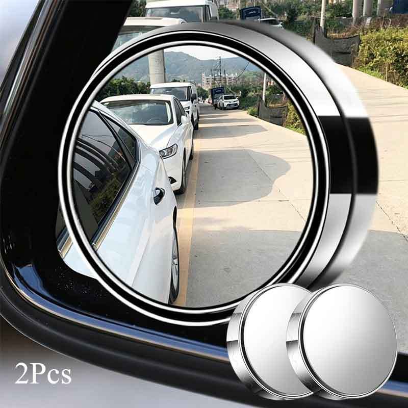 2Pcs 360° Rotatable Convex Blind Spot Mirror Round Frame Wide Angle Clear Rearview Mirror Car Safety Driving Accessories