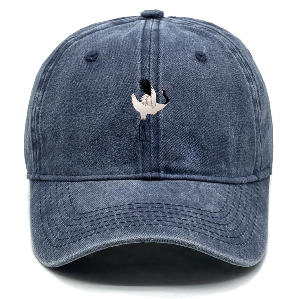 1 Psc Red-crowned Crane Print Adjustable Baseball Cap Dad Hat Simple Solid Color Snapback Sun Hat Ideal Choice For Urban Style