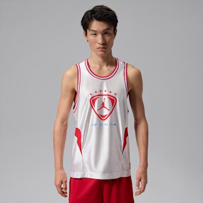 Jordan Basketball Jerseys Men s White/Red Crew Neck Moderate M