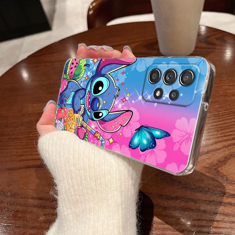 Stitch Clear Case für Samsung Galaxy A57 A37 A56 5G A36 Cases A55 A54 A35 A26 A07 A17 A16 A06 A34 A15 Stoßfeste Hülle Schmetterling