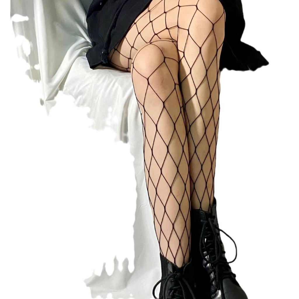 High Elastic Fishnet Socks Black Silk Hollowed Out Sexy Trendy Grid Black Stockings Pantyhose Lace Grid