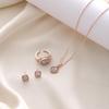 European & American Light Luxury Geometric Inlaid Diamond Jewelry Set: Necklace, Ring, Earrings