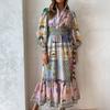 Neue Sommermodelle, europäische und amerikanische Damenbekleidung, modisches und lässiges, bedrucktes, figurbetontes Kleid für Pendler, langes Kleid