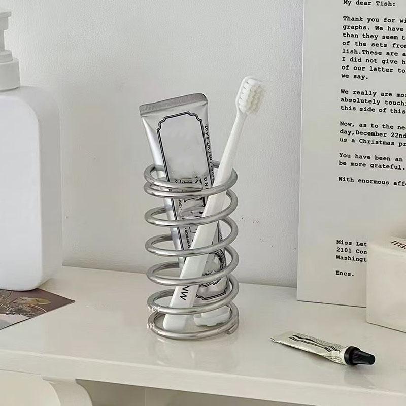 Eisen Zahnbürstenhalter Badezimmer Schreibtisch Drainage Organizer Kosmetikpinsel Aufbewahrung Hohl Stiftebecher Dekor Minimalistische Heimdeko
