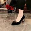 Autumn New Temperament High Heels Thick Heel Pointed Head Shallow Mouth Fashion Temperament Single Shoes Women