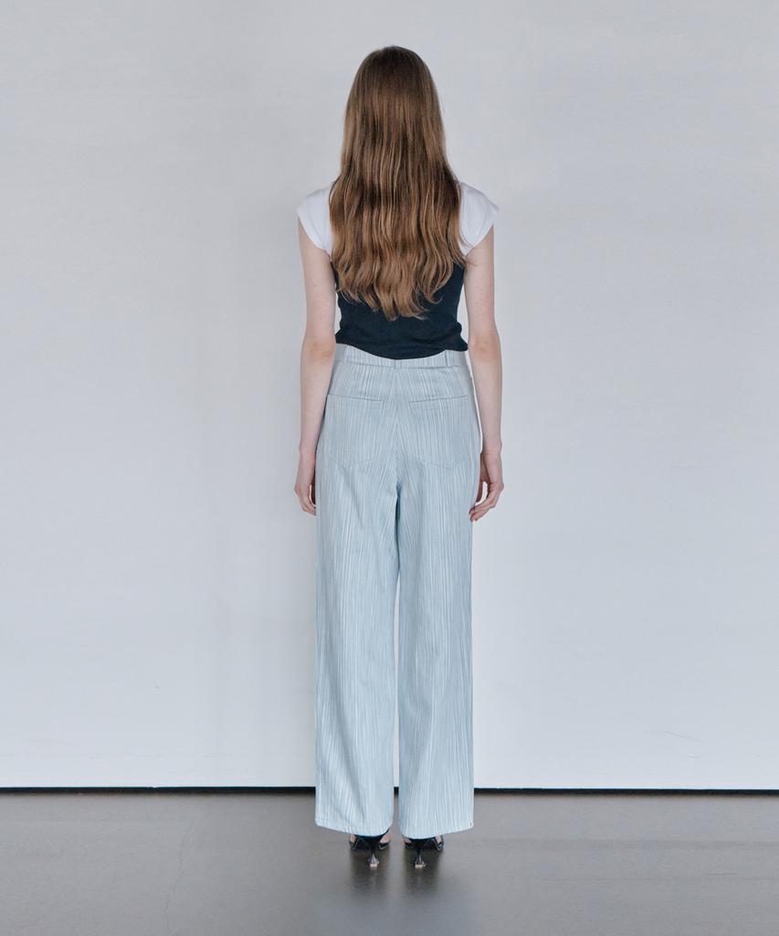 THEFRHT Striped Cotton Wide Pants (Blue)