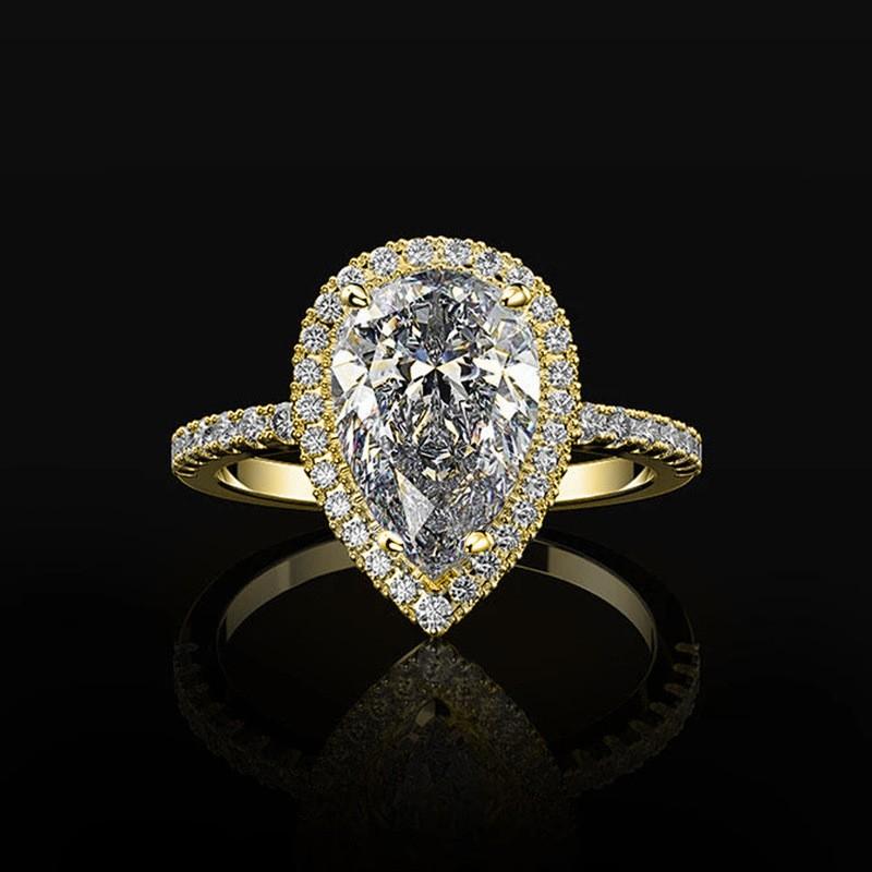 Meier Creative sparkling drop-shaped zircon wedding ring women s wedding jewelry no. 5