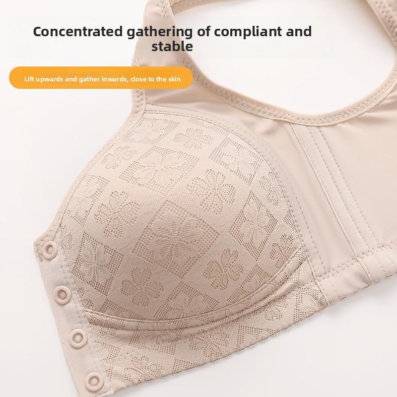 Plus Size Bra Women Front Closure Fixed Cup Thin Wireless Push Up Tank Top Bra Comfortable Supportive Full Coverage Everyday Underwear