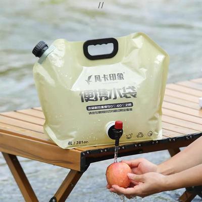 Bolsa de água potável portátil de 8L, recipiente de água dobrável para áreas externas, grande capacidade, bolsa de água dobrável, suprimentos de acampamento de sobrevivência